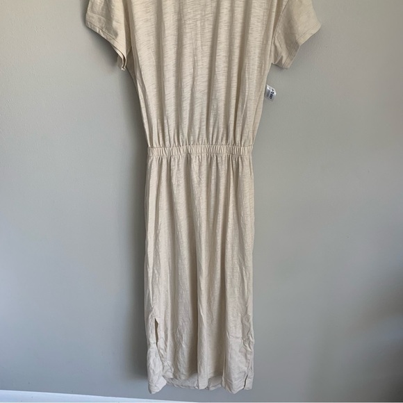 NWT Old Navy Waist Defined cutout-Back Slub-Knit Midi dress large tall beige - Picture 5 of 9